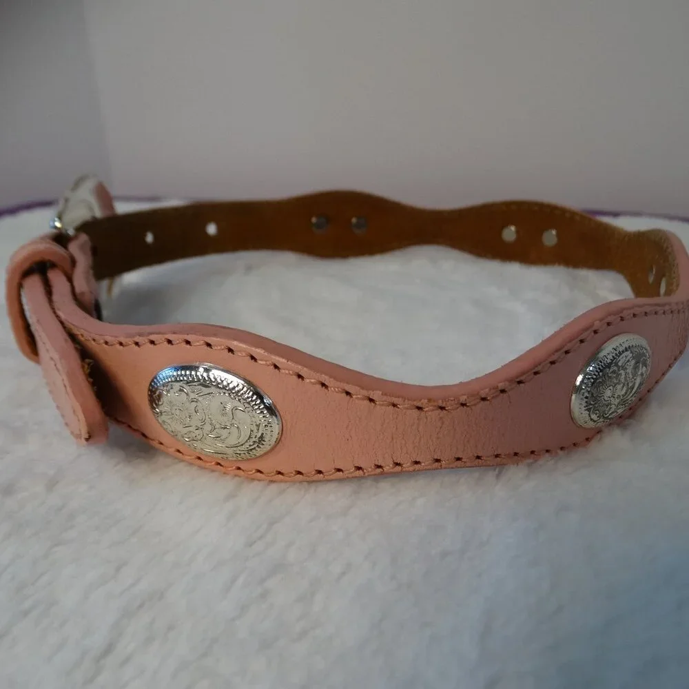 Silver Creek Classics Pink Leather Girl Size 20 Floral Silver tone Conchos